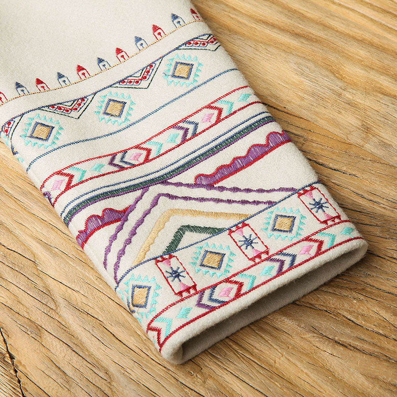 裂帛女装2019新款立领刺绣女呢大衣 裂帛玉茗毛呢外套