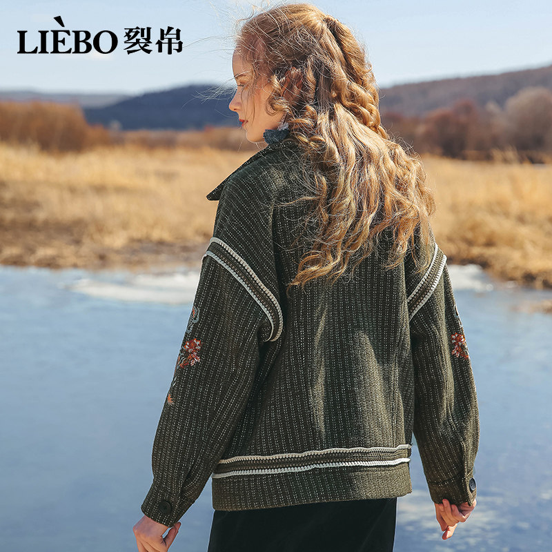 裂帛2020秋装新款温暖翻领女短大衣 裂帛逸童怡思毛呢外套