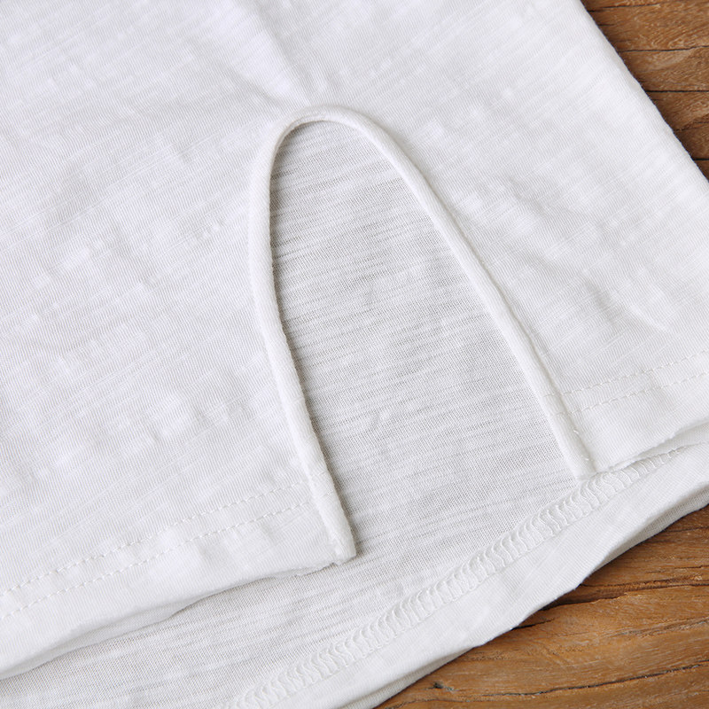 裂帛中长款白色短袖t恤女打底衫 裂帛立天T恤