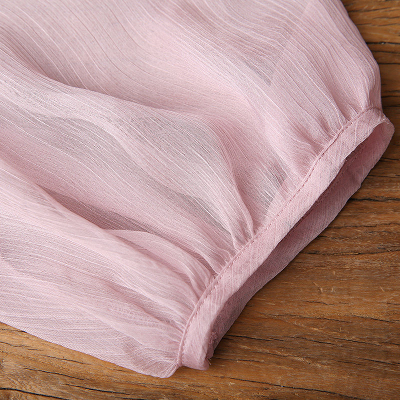 裂帛v领中袖女2019新款夏装雪纺衫 裂帛立天蕾丝衫/雪纺衫