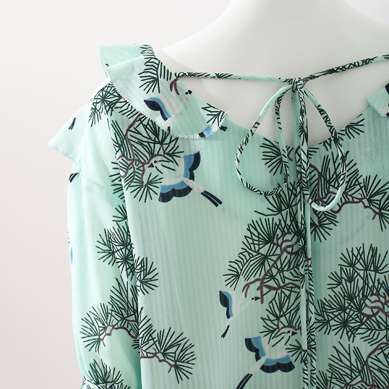 裂帛2020夏装新款系绳荷叶边衬衣 裂帛立天衬衫