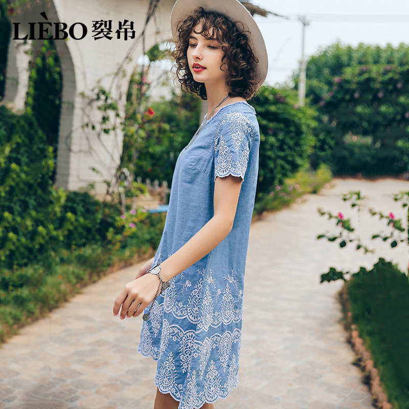 裂帛2019新款春夏圆领个性连衣裙 裂帛立天连衣裙