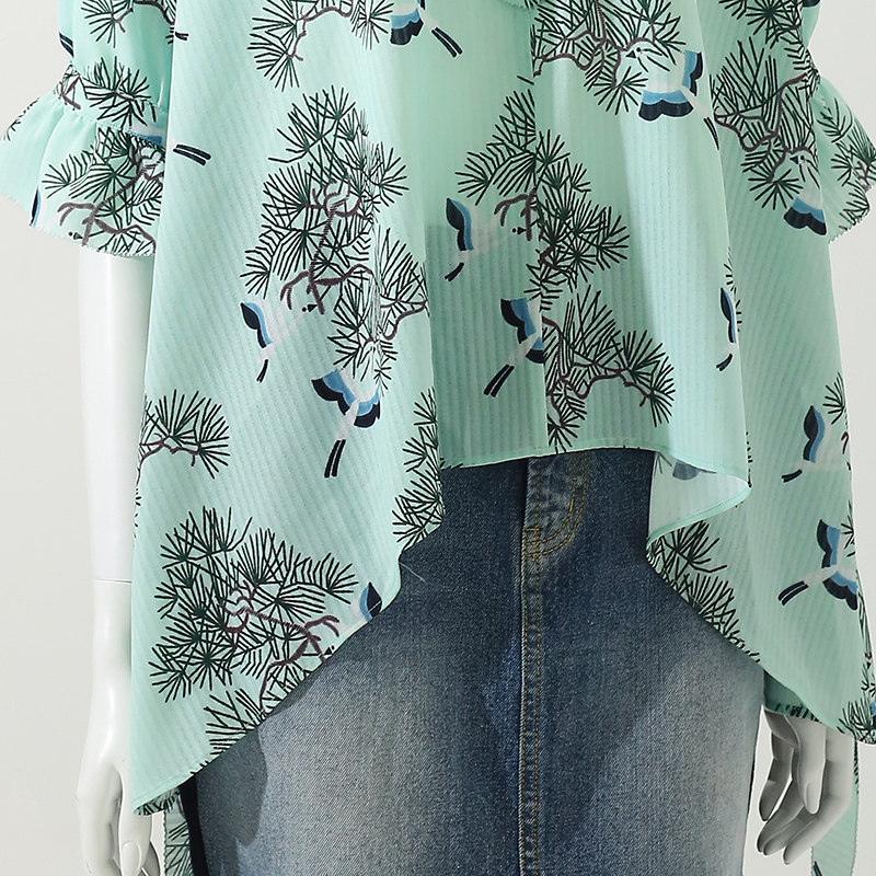 裂帛2020夏装新款系绳荷叶边衬衣 裂帛立天衬衫