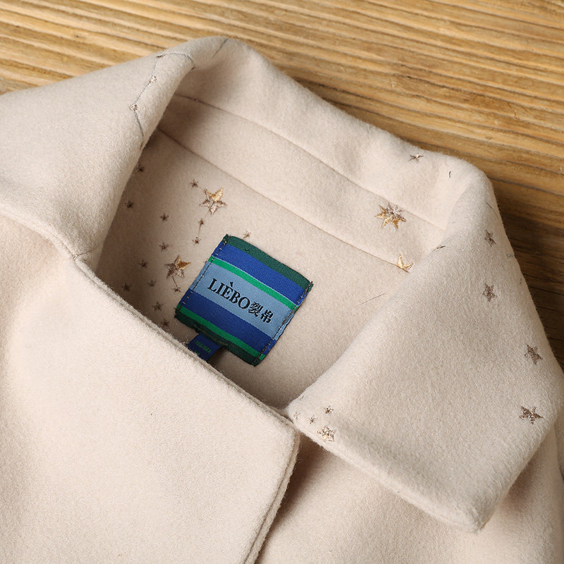 裂帛2020秋冬新款文艺翻领精工刺绣 裂帛立天毛呢外套