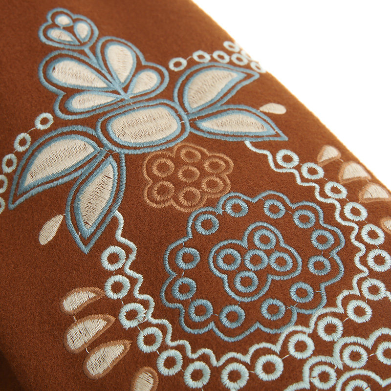 裂帛2020秋季新款翻领精美绣花插袋 裂帛逸童怡思毛呢外套