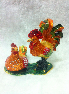 欧式风合金公鸡工艺品汽车摆件