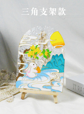 中秋节非遗景泰蓝掐丝珐琅画手工