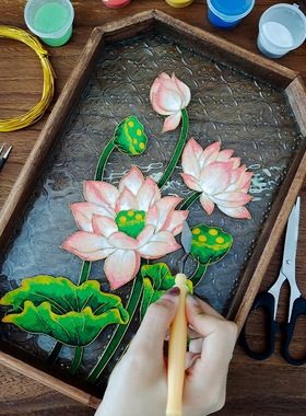 非遗掐丝珐琅画diy伴手礼景泰蓝团建手工茶盘画摆件礼物团建活动