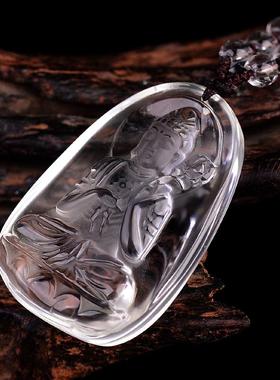 天然白水晶大势至菩萨吊坠生肖属马项链本命佛十二生肖守护神男女