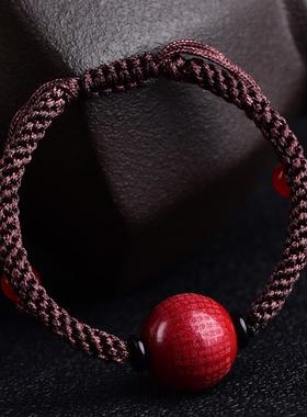 2025蛇年朱砂心经手链男款女士六字真言珠本命年红绳手串