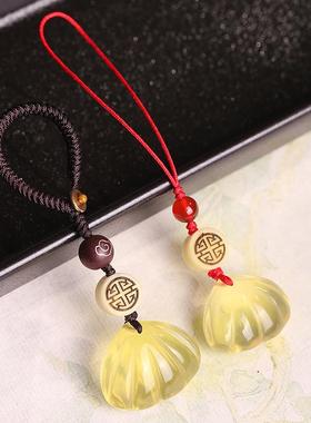 天然黄水晶贝壳吊坠金贝钥匙扣一贝子项链手机链情人节礼物送女友