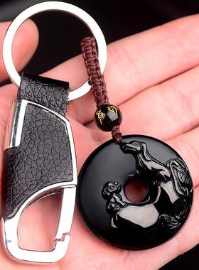 2025年生肖马天犬踏龟吉祥宏黑曜石吊坠项坠男女平安扣饰品礼物