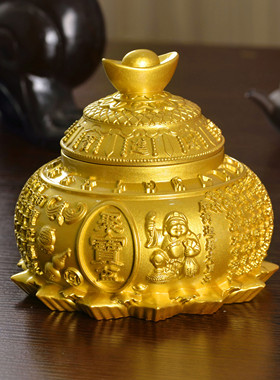 2025贺年装饰摆件金蟾聚宝盆有盖