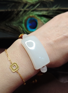 老坑天然老坑料和田玉新疆手牌羊脂且末俄白玉男女手链手串国风礼