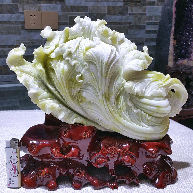 特价天然岫玉白菜立体玉石玉雕风水中式摆件镇宅旺财工艺品礼品