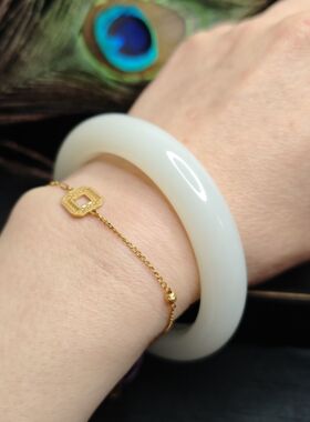 厂家老坑料新疆和田玉平安手镯羊脂白玉玉石玉器真玉送女60mm礼物