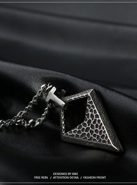 菱形十字架钛钢项链男暗黑小众