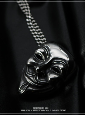 欧美小丑面具脸谱钛钢不掉色吊坠