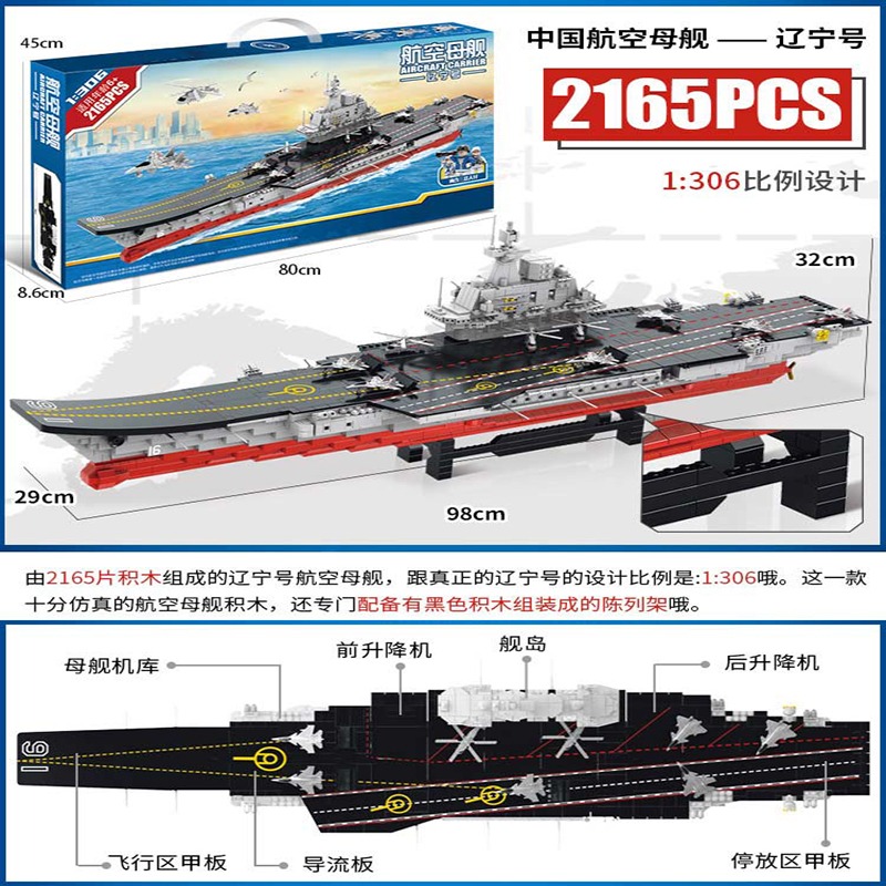 军事航空母舰福建舰航母辽宁号积木男孩拼装玩具高难度 - 图2