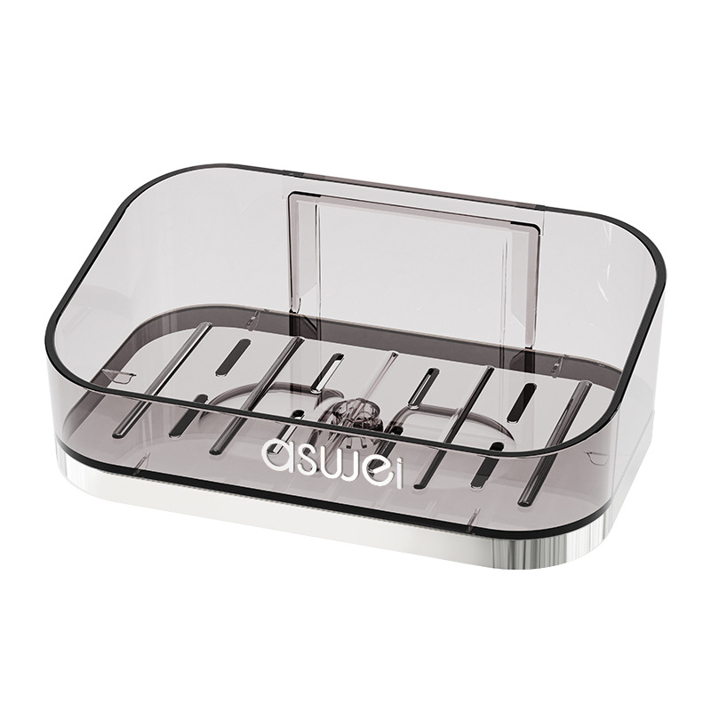 肥皂盒壁挂式免打孔学生宿舍家用高档卫生间放香皂盒子沥水置物架 - 图3