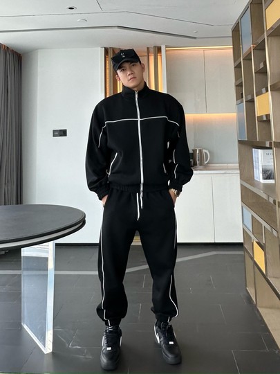 JZD【球场C位】冬季美式高街运动休闲套装 廓形卫衣外套收口卫裤