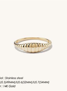 欧美复古新款时尚百搭螺纹戒指女钛钢镀金指环食指中指INS风2024