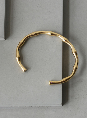 竹节手镯节节高升气质女百搭新款法式小众高级感钛钢镀18k金手环