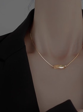 高级设计感立体异形钛钢小扭管项链女极简百搭锁骨链简约冷淡风