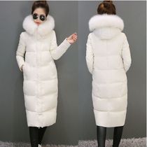 Anti-season down jacket woman mid-length 2023 Winter fashion new Eurofox fur collar lengthened over knee jacket clear cabin