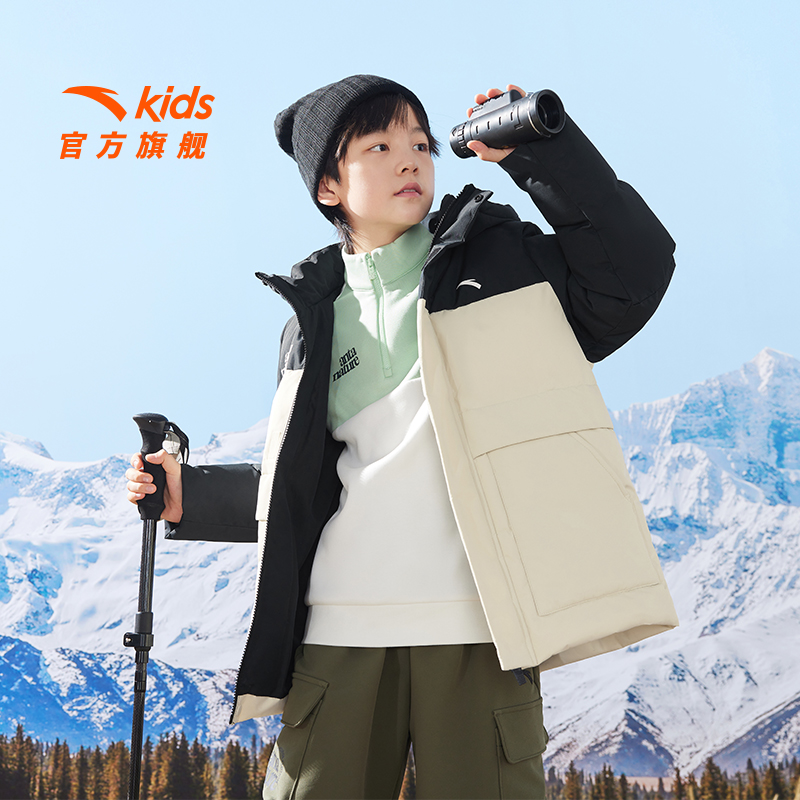 【雪壳热返IV】安踏儿童男童羽绒服三防外套2024冬季新款加厚上衣