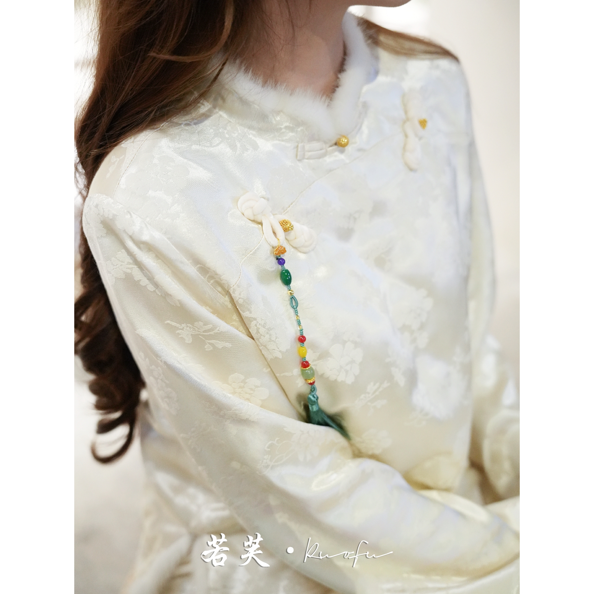 若芙｜现货【春和景明】秋冬新款新中式水貂毛拼接精致老钱风上衣 - 图0