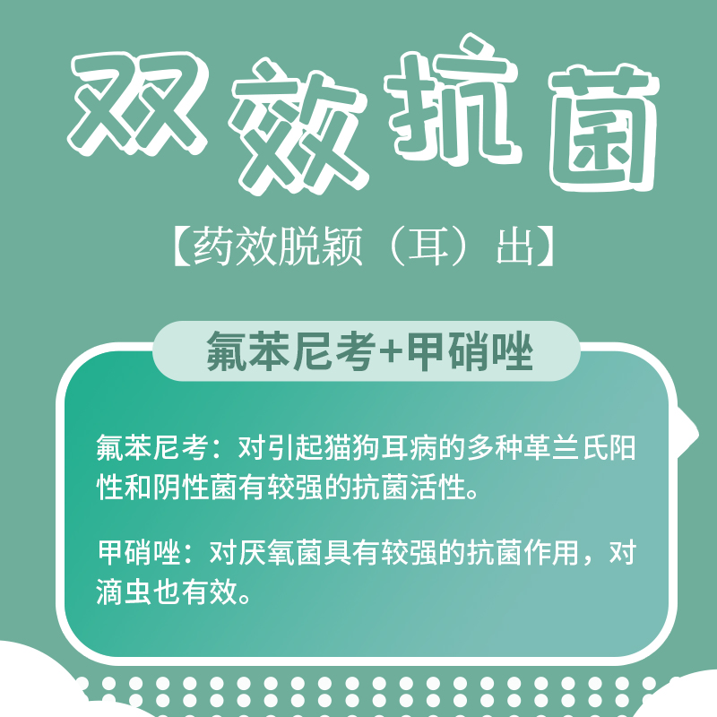 氟苯尼考甲硝唑滴耳液宠物狗猫咪洗耳液耳朵消炎中耳炎耳螨专用药 - 图1