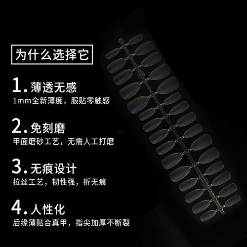 新品摹丝穿戴甲专用甲片超薄无痕免刻磨砂延长贴片短款假指甲贴处 - 图0