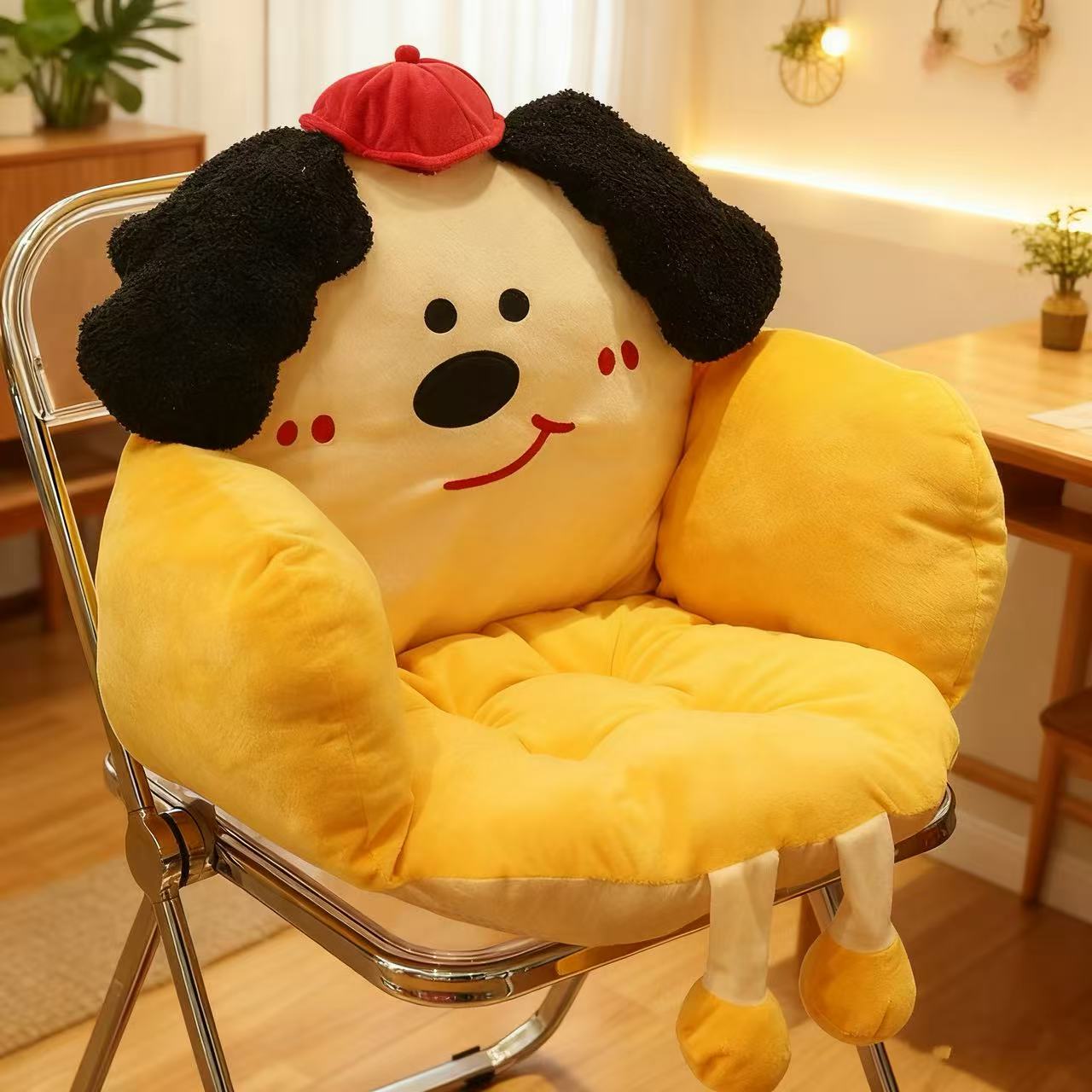 坐垫一体靠背办公室久坐多巴胺可爱毛绒垫子加厚宿舍座椅靠垫保暖