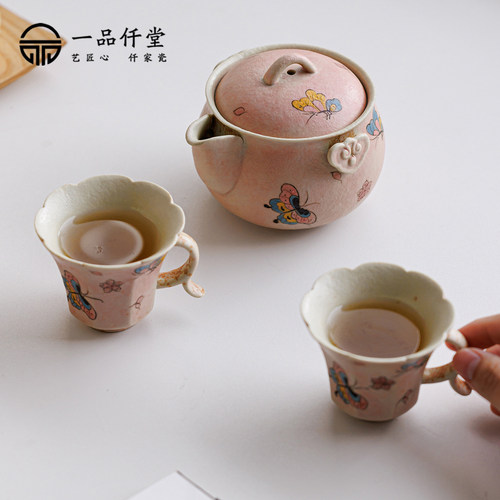 不烫手精致手抓壶女士户外一人饮茶具便携式露营旅行喝茶茶壶套组 - 图2