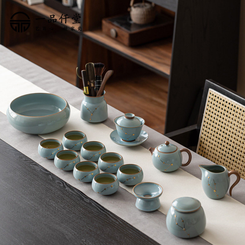 Retro open piece Ru kiln traditional tar craftsmanship Shunfeng