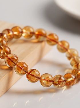 天然黄水晶手链招财转运单圈手串