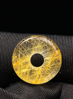 无优化天然金发晶钛晶平安扣吊坠