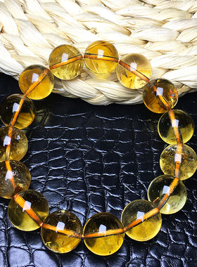 巴西天然黄水晶手链黄阿赛手串