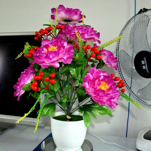 包邮仿真18头牡丹花客厅餐桌花束插花摆设绢花假花装饰塑料花干花 - 图0