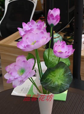 仿真荷花绢花低档优质祭祀摆件