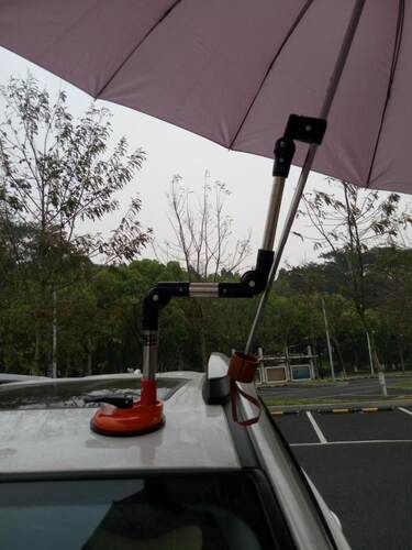 教练车专用防晒遮阳撑伞架强力吸盘汽车通用不锈钢折叠雨伞支架子 - 图3