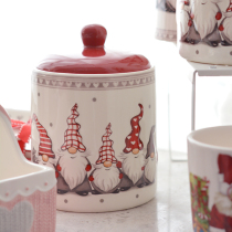 Cute Santa hand-painted ceramic storage tank Creative home Hermetic Tank Grocery Snack With Lid Jar