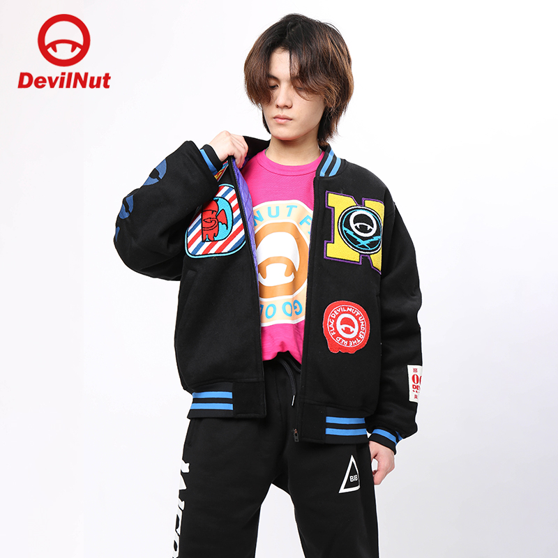 DEVIL NUT潮牌 恶魔 张宇晨同款 男女休闲拉链棒球夹克-当季 ANT - 图0