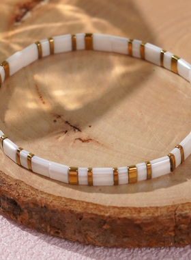 MLGM白色tila弹力线高级感手链女