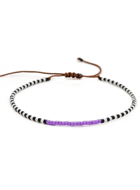 Miyuki小米珠黑白串珠友谊手绳简约波西米亚风女生小手链闺蜜礼物