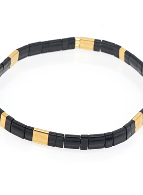 Ins欧美个性tila御幸琉璃米珠黑白蓝色叠戴手串时尚潮流小手链女