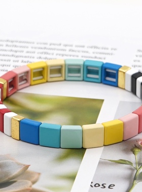 小众设计RA同款合金搪瓷烤漆糖果彩红色夏日款轻奢叠戴手链女