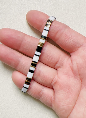 MLGM小众ins风黑白简约手链细款手串个性时尚女闺蜜手链叠戴手串