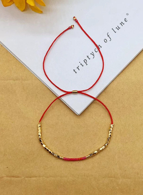 MLGM小众设计感米珠串珠铜珠手链女ins风极细可调节搭配手工手串